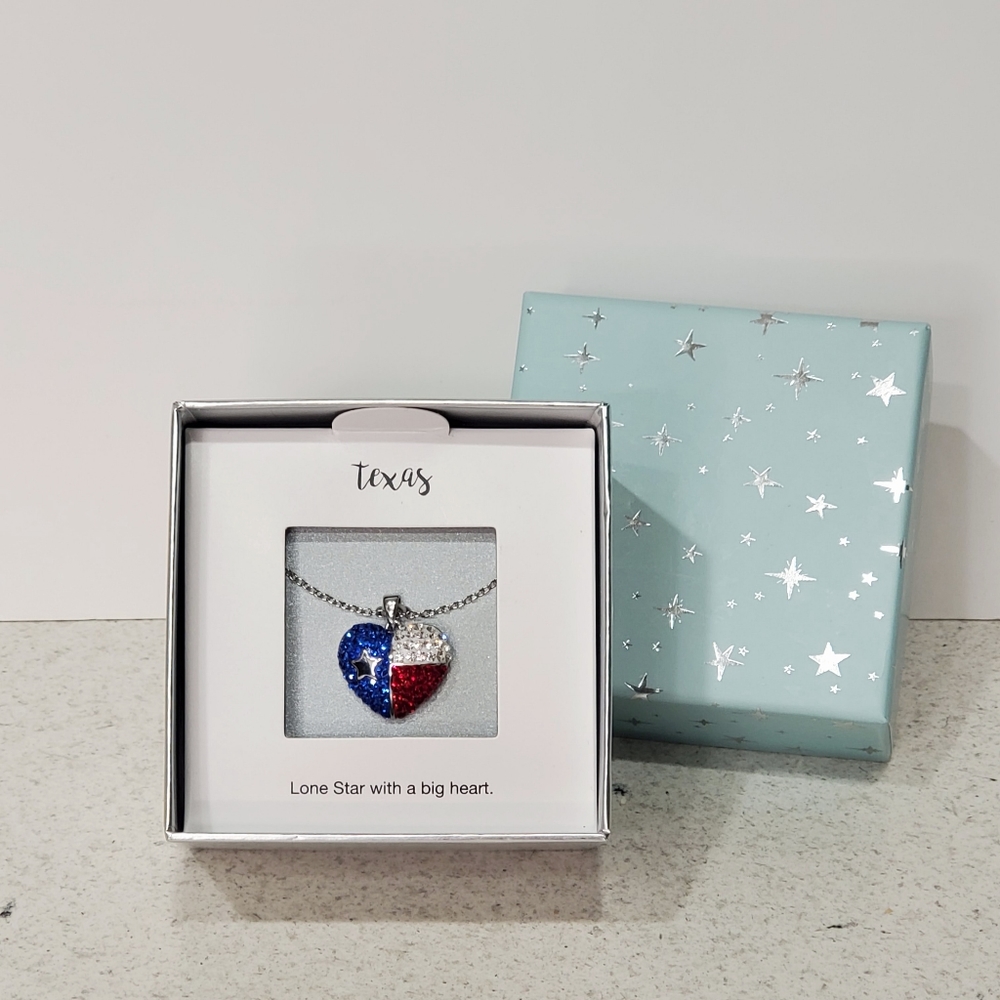 Silver Plated Crystal Texas Heart Shaped Necklace